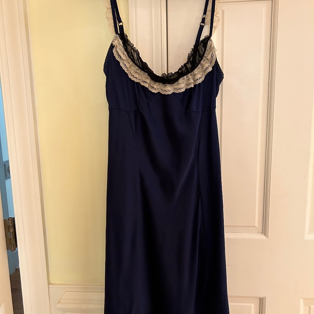 Pinkerton Navy Slip or Gown with Lace